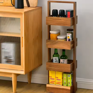 Elegant Acacia ™ wooden shelf | 4 levels of natural style and functionality