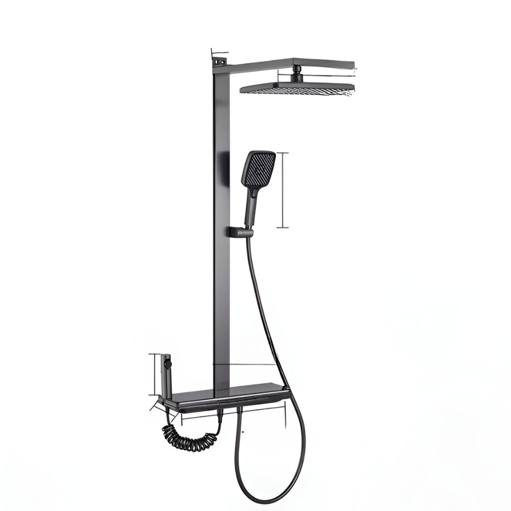 <tc>Shower Set™ | Modern Design with Rainfall Head &amp; Storage Shelf

</tc>