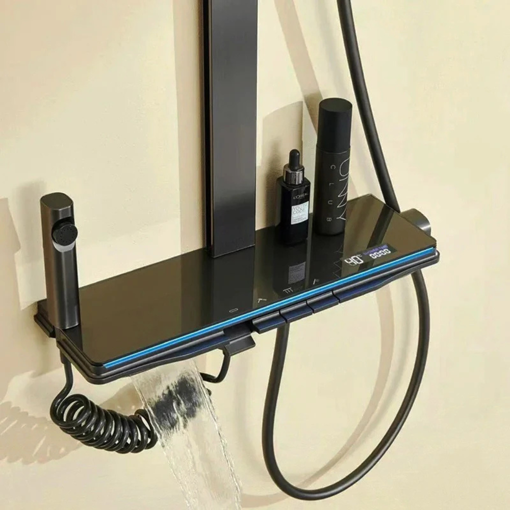 <tc>Shower Set™ | Modern Design with Rainfall Head &amp; Storage Shelf

</tc>