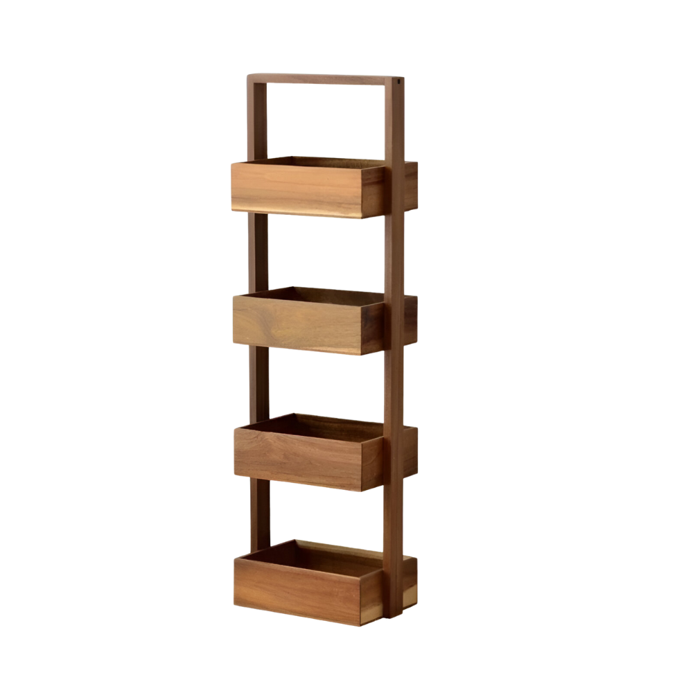 Elegant Acacia ™ wooden shelf | 4 levels of natural style and functionality