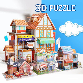 Puzzle 3D Cartoon Casa e Castello  Giocattoli Educativi Fai da Te