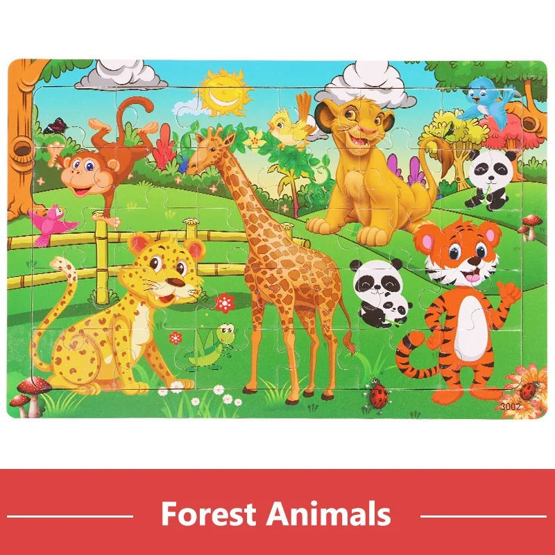 Puzzle in Legno 3D Animali e Traffico  30 Pezzi Educativi