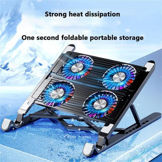 Folding support for laptop with silent fan