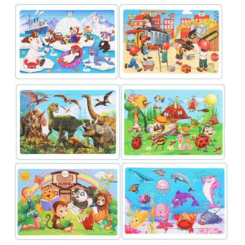 Puzzle in Legno 3D Animali e Traffico  30 Pezzi Educativi