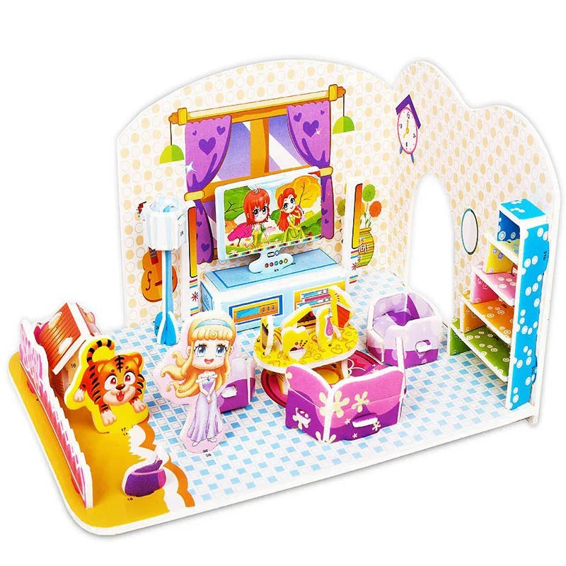 Puzzle 3D Cartoon Casa e Castello  Giocattoli Educativi Fai da Te