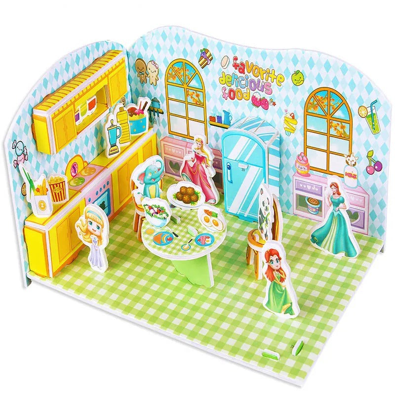 Puzzle 3D Cartoon Casa e Castello  Giocattoli Educativi Fai da Te