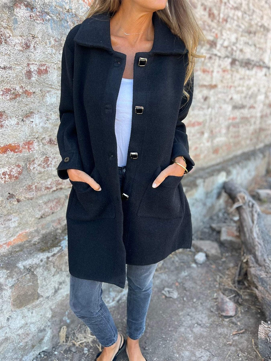 Cappotto Lungo Donna| Rosso Classico con Collo e Tasche