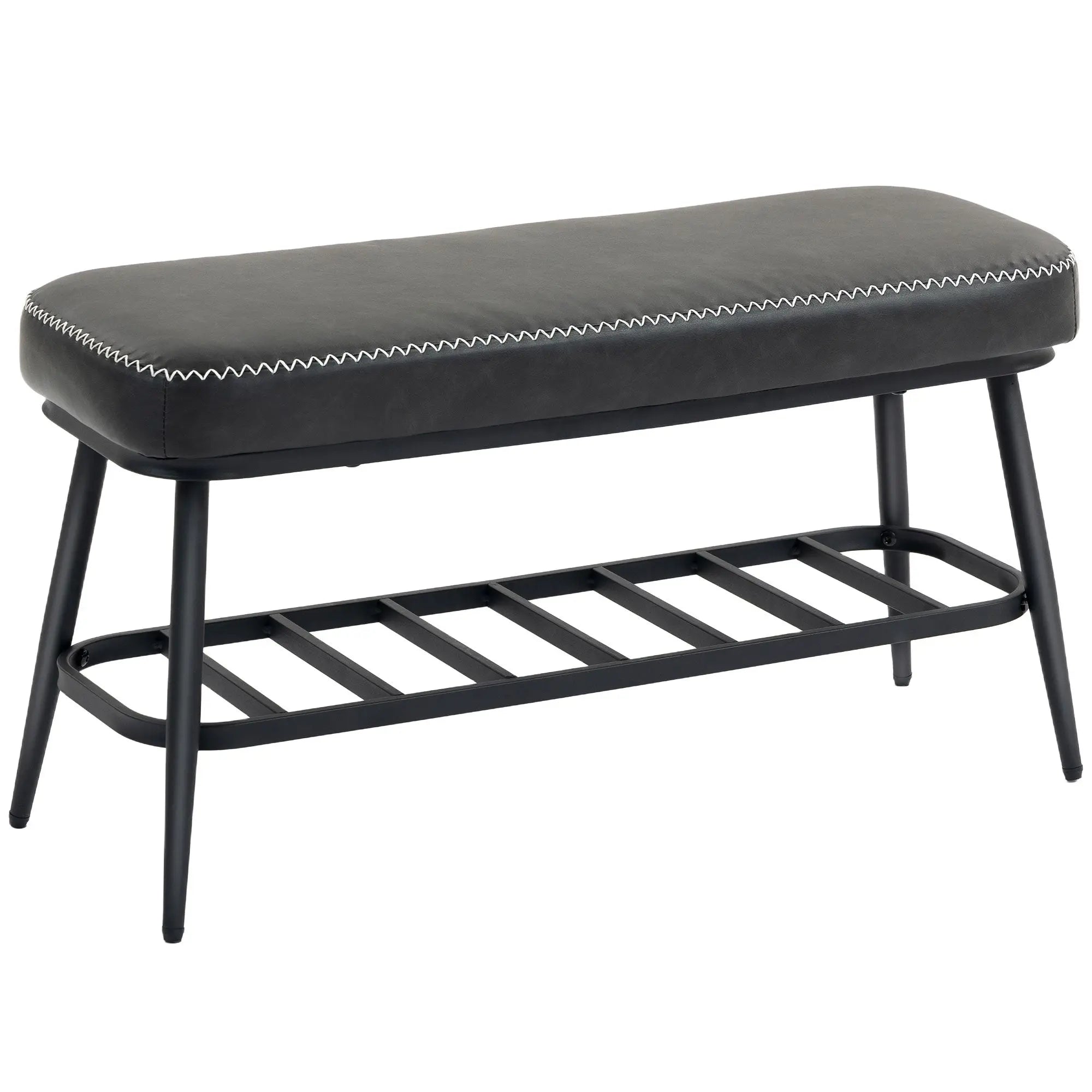 HOMCOM PU Leather Shoe Storage Bench - Charcoal Grey MigliorPrezzi.com
