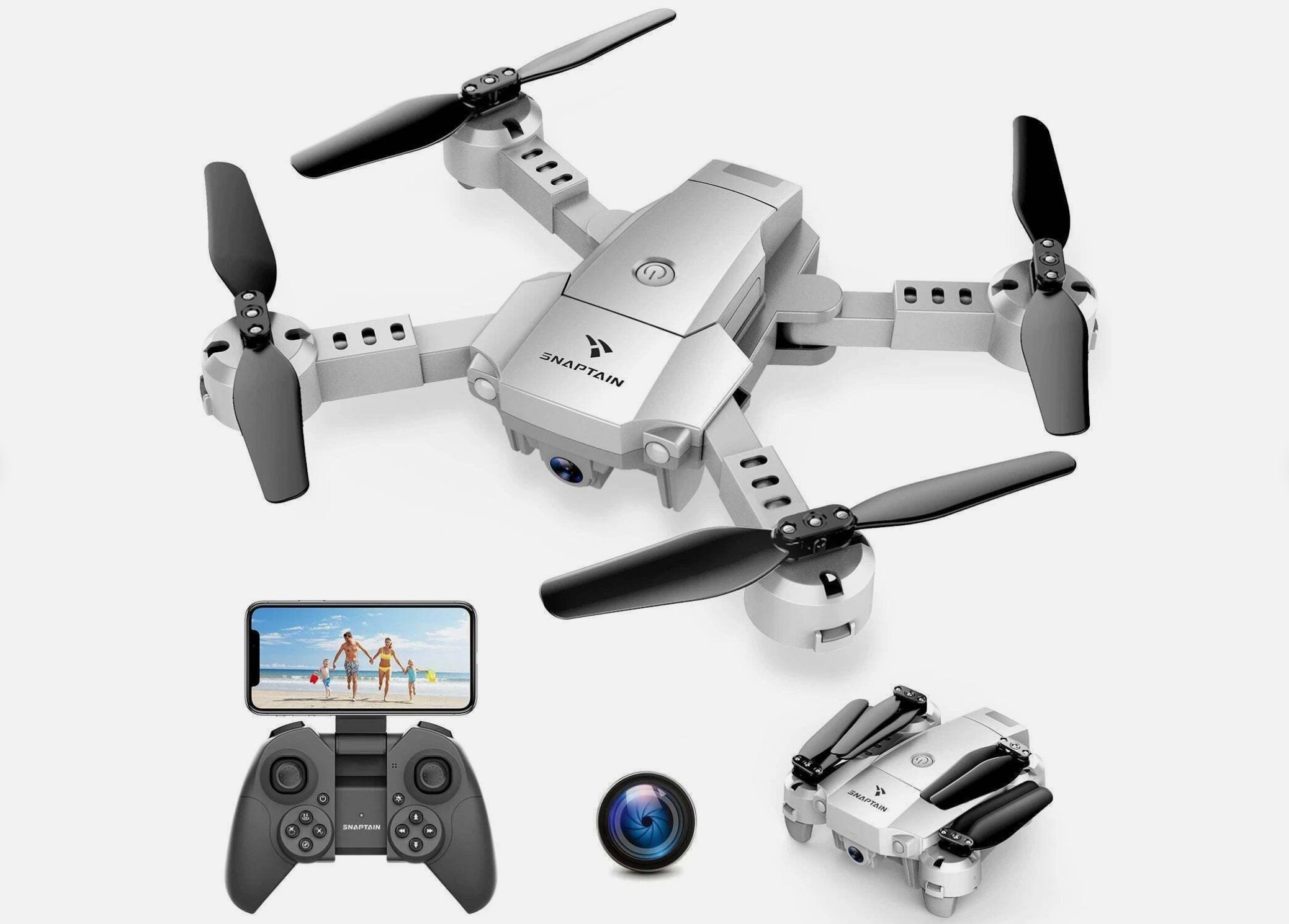 Mini drone pieghevole con videocamera 1080p full Hd e funzioni smart