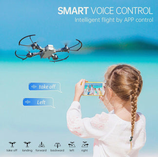 Foldable mini drone with 1080p Full HD video camera and smart functions
