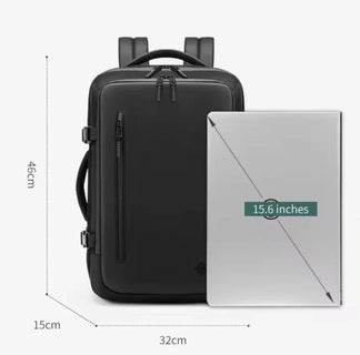 Multi-task travel backpack with vacuum compression