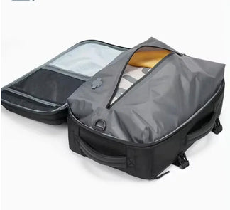 Multi-task travel backpack with vacuum compression