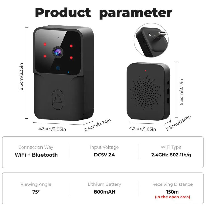 Campanello WiFi senza fili con fotocamera alimentato a batteria