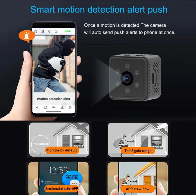 Mini telecamera Spia HD con connessione WiFi, visione notturna e rilevamento di movimento