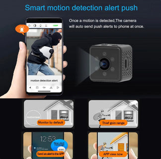 Mini HD spy camera with wifi connection, night vision and movement detection