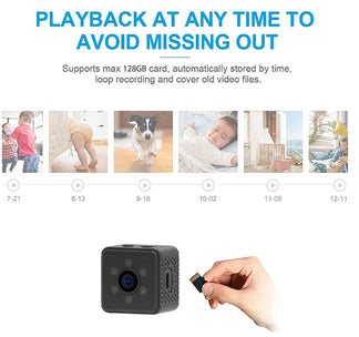 Mini HD spy camera with wifi connection, night vision and movement detection