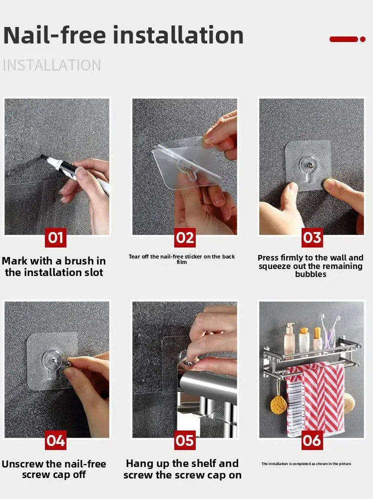 Mensola Bagno a Muro™ | Montaggio con Chiodi o Adesivo – Pratica e Moderna