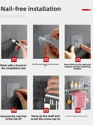 Mensola Bagno a Muro™ | Montaggio con Chiodi o Adesivo – Pratica e Moderna