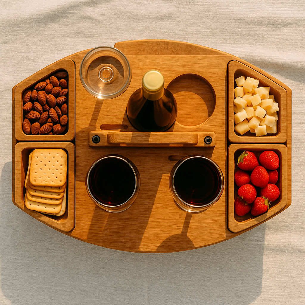 Tavolino da Picnic in Legno | Tavolo Portatile per Vino e Aperitivi