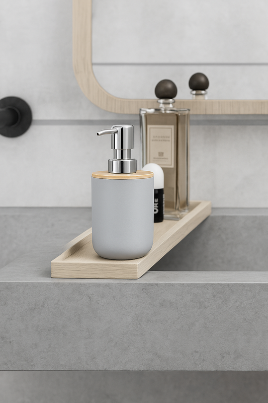 <tc>Bathroom Set™ | Minimalist Black &amp; Bamboo for a Natural Touch</tc>