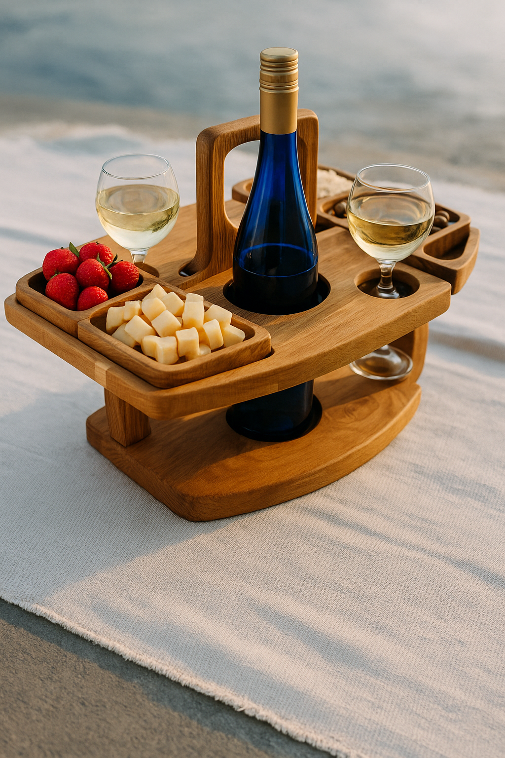 Tavolino da Picnic in Legno | Tavolo Portatile per Vino e Aperitivi
