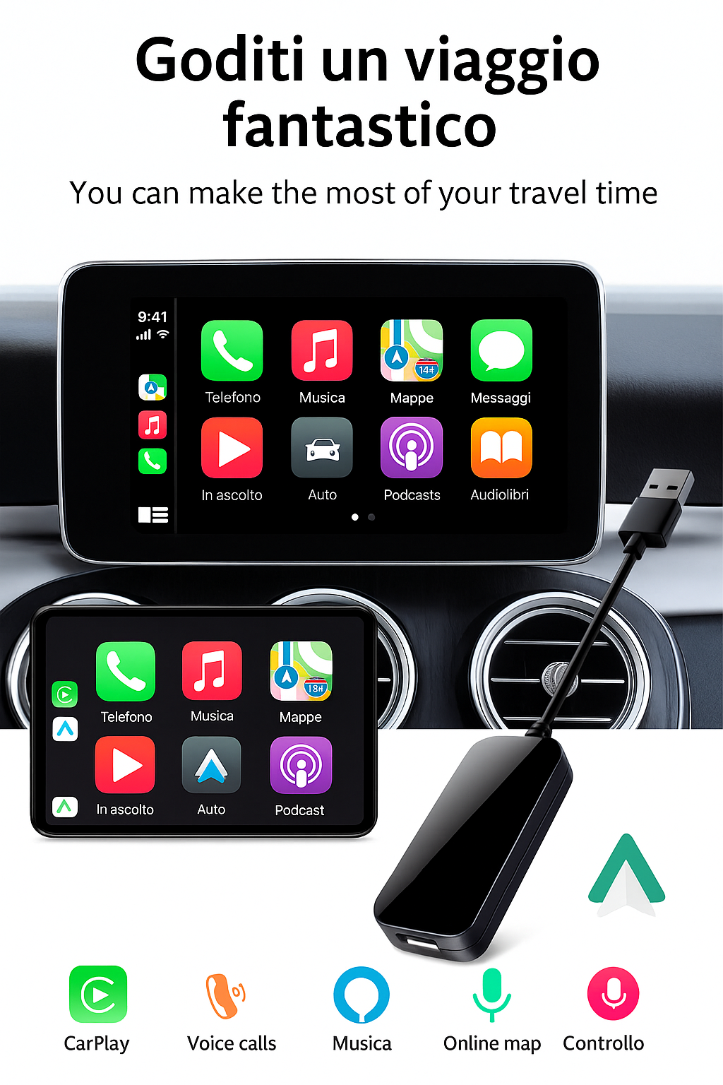 Adattatore CarPlay/Android per Auto