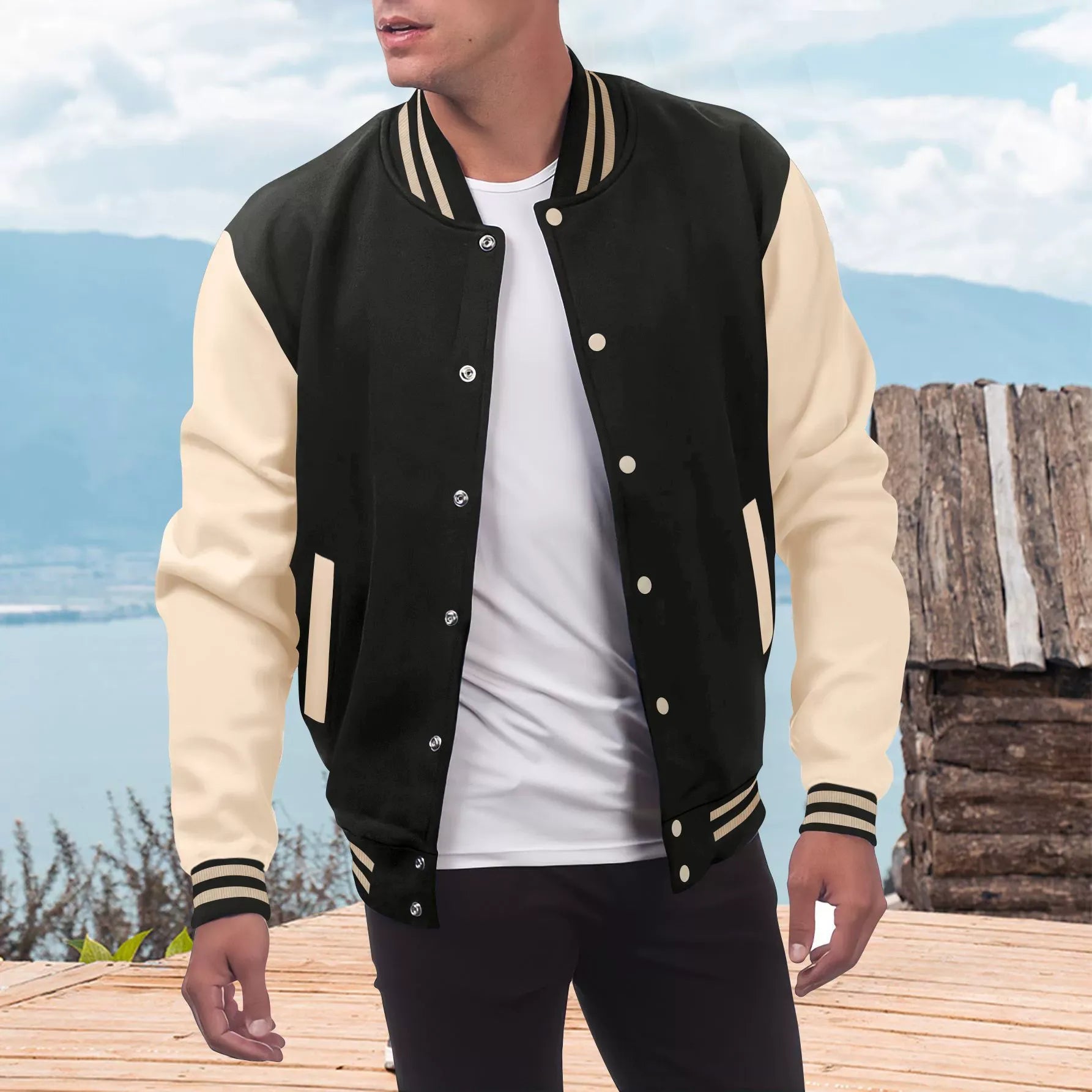 <tc>Men’s Varsity Jacket™ | Classic College Bomber with Contrast Sleeves</tc>