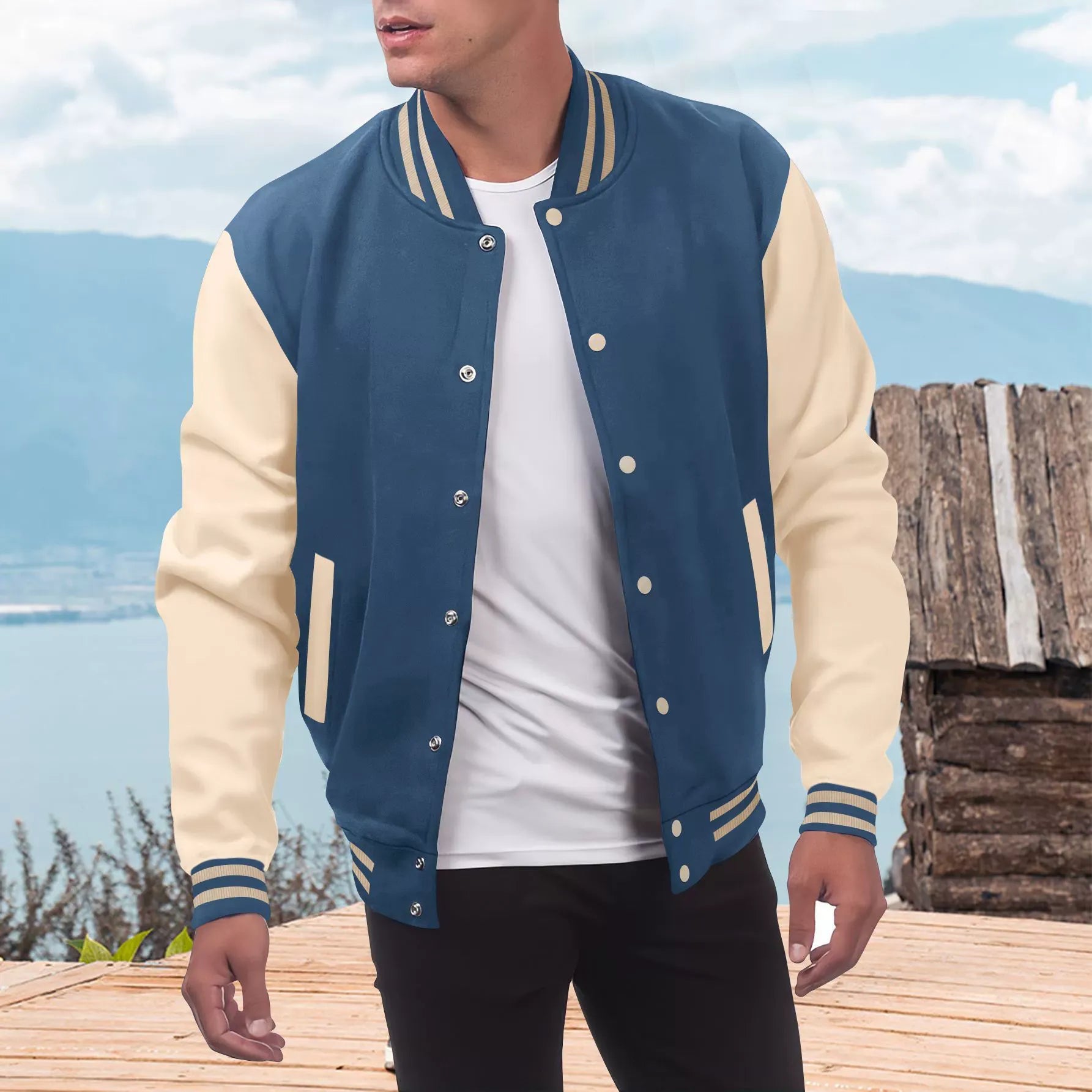 <tc>Men’s Varsity Jacket™ | Classic College Bomber with Contrast Sleeves</tc>