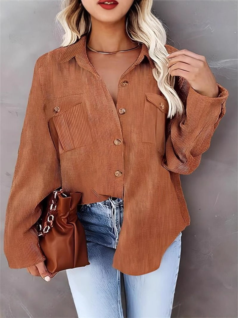 Giacca Casual Donna | Velluto a Coste con Bottoni Frontali e Fit Morbido