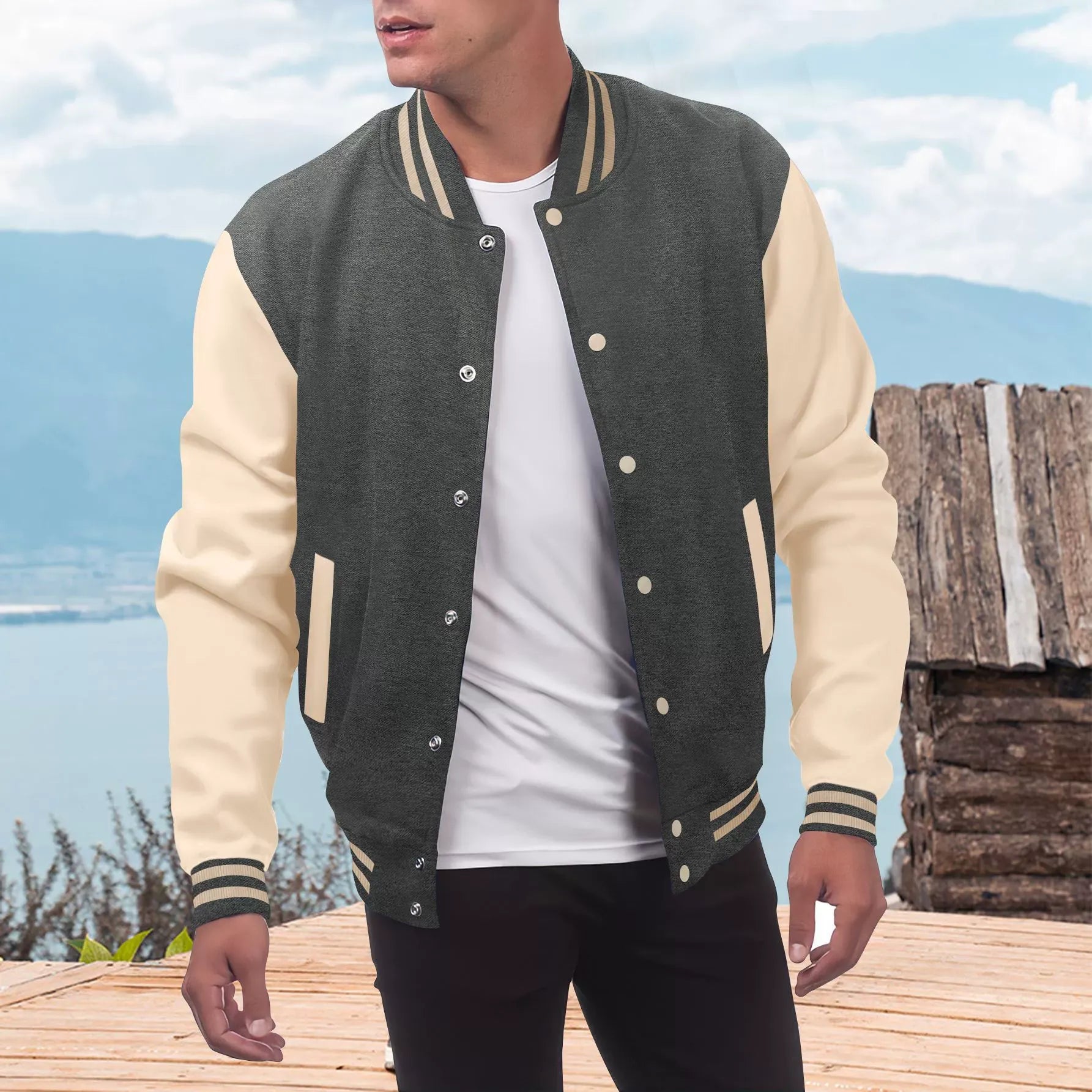 <tc>Men’s Varsity Jacket™ | Classic College Bomber with Contrast Sleeves</tc>