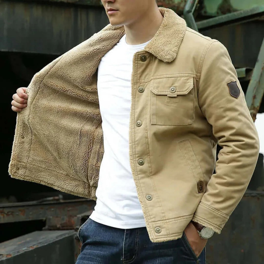 Giacca Uomo in Cotone – Foderata in Pile – Classica con Tasche