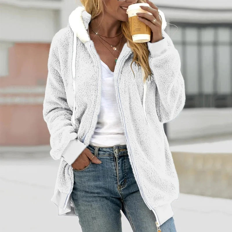 Felpa da donna Teddy con cappuccio e zip – look comodo e moderno