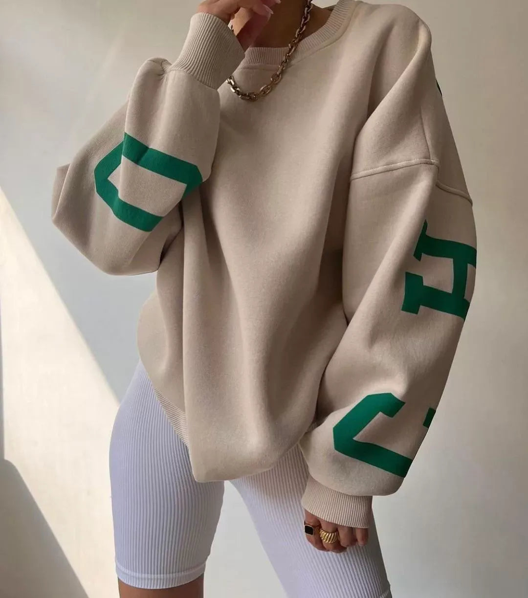 Felpa Oversize Donna | con Stampa sulla Manica