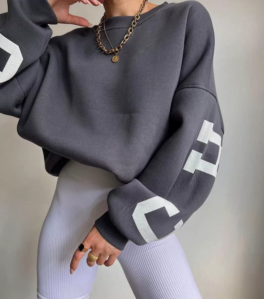 Felpa Oversize Donna | con Stampa sulla Manica