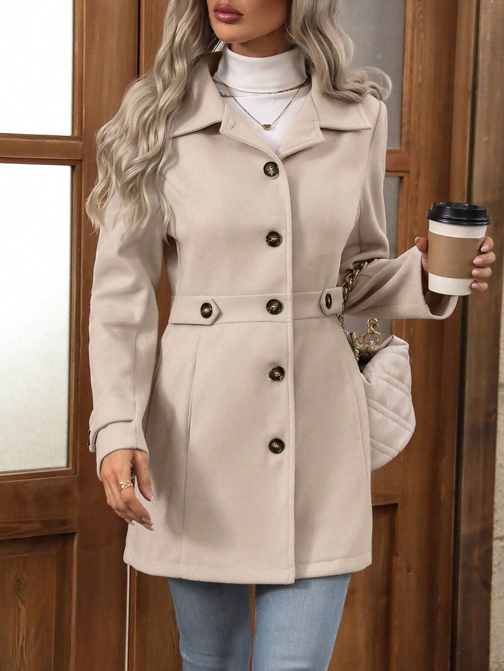 Cappotto Elegante Donna| Vestibilità Slim, Abbottonatura Frontale e Taglio Su Misura
