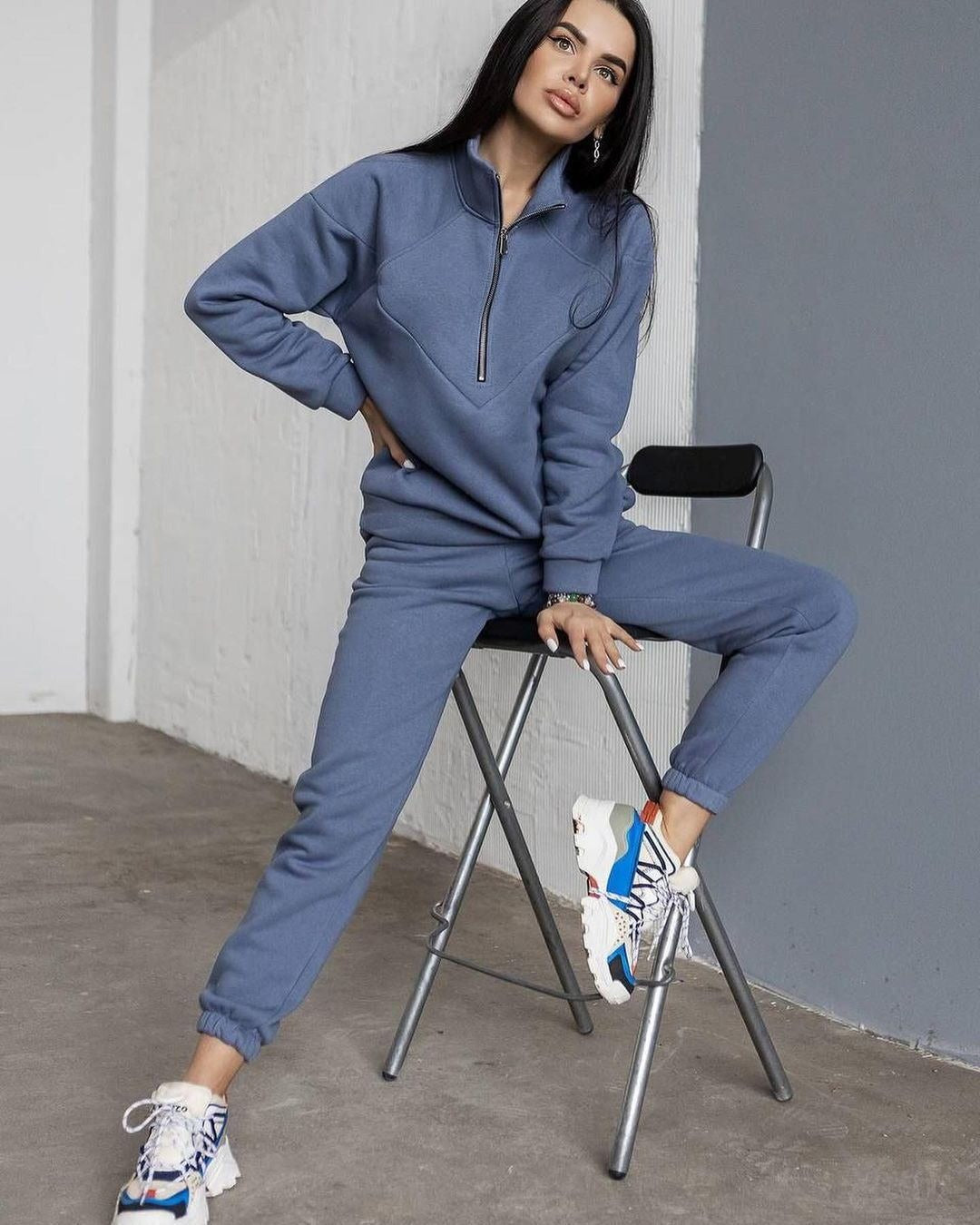Completo in Tuta Donna | Felpa con Mezza Zip e Pantaloni in Pile Morbido