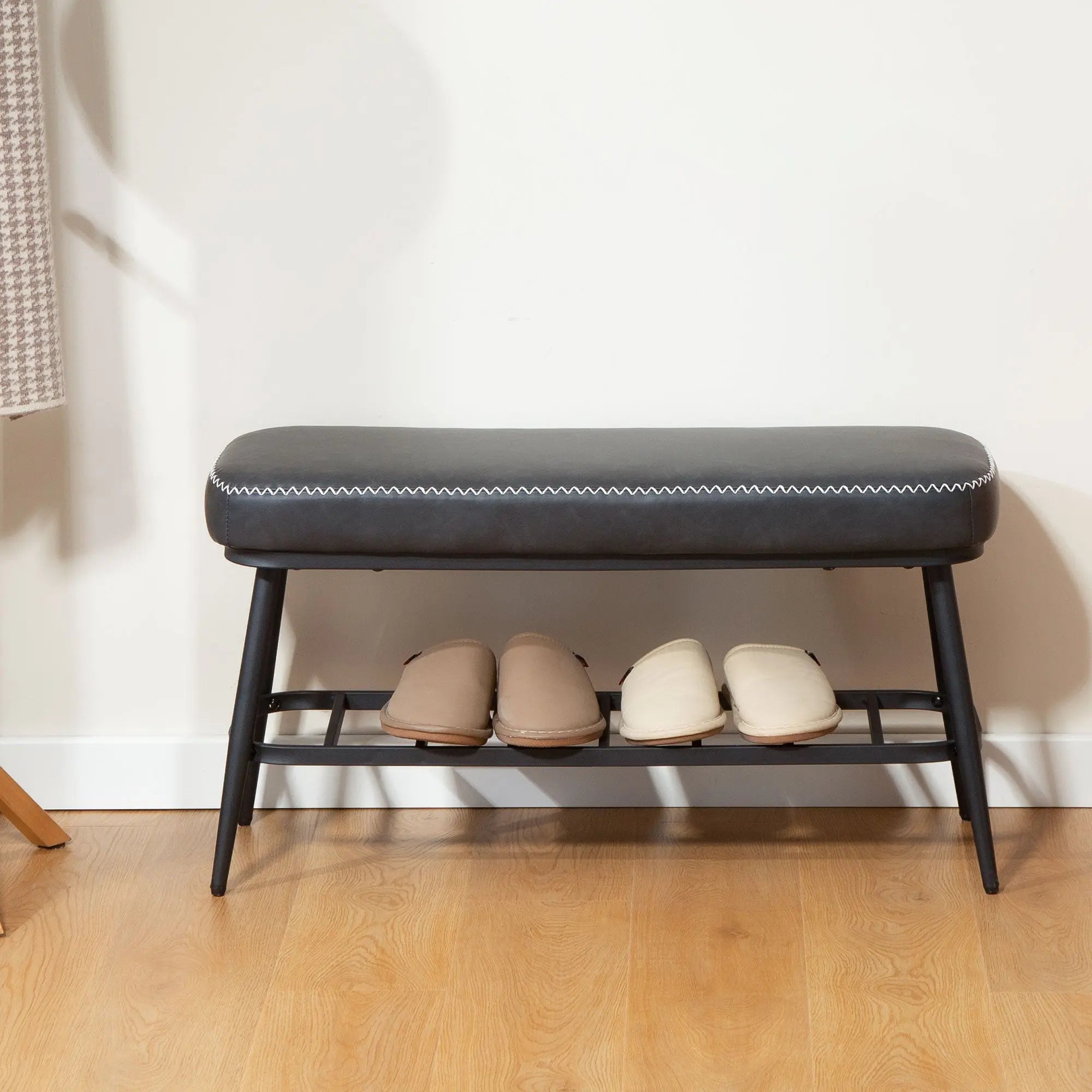 HOMCOM PU Leather Shoe Storage Bench - Charcoal Grey MigliorPrezzi.com
