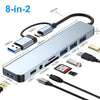 Hub USB 8-in-2 con Lettore di Schede, Porta USB-C, USB 3.0/2.0, Lettore SD/TF MigliorPrezzi.com