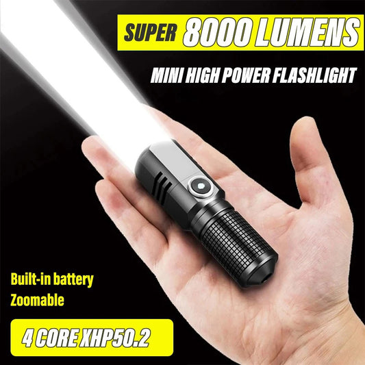 Super bright Mini LED torch with zoom USB charging and 3 light modes