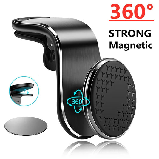 Magnetic telephone support for car assembly on air fan, universal