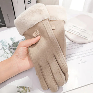Touchscreen winter gloves for women with velvet lining