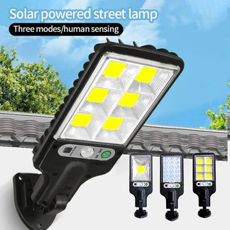 Outdoor LED solar lamp with garden and garage movement sensor