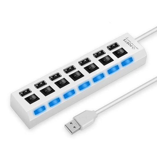 Hub USB 2.0 ad Alta Velocità con 4/7 Porte e Lampada LED