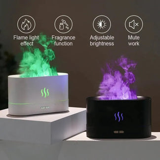 Diffusore di aromi e umidificatore d'aria con luce LED ed effetto fiamma