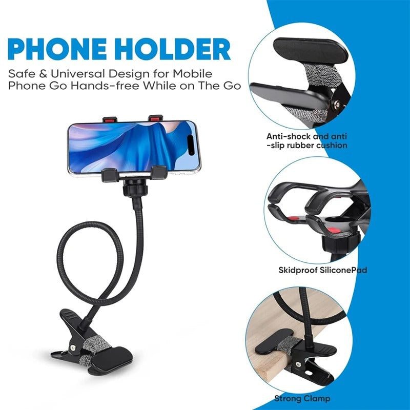 Universal flexible smartphone support with 360 ° rotation