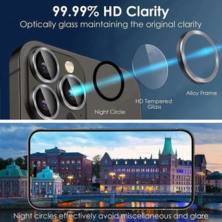Set of 3 glass protections for camera lenses, compatible with iPhone 11, 12, 13, 14, 15, 16 pro/max/mini/plus