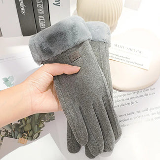 Touchscreen winter gloves for women with velvet lining