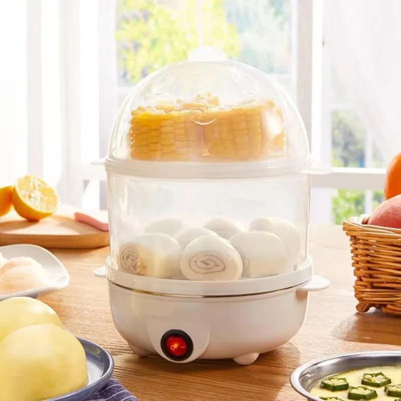 Cuociuova elettrico 220V multifunzionale a doppio strato e con mini vaporiera