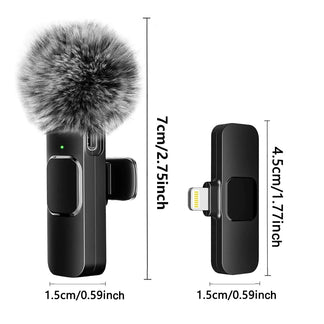 Portable wireless microphone for all devices with noise reduction