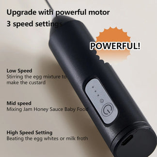 Electric mixer for milk, eggs with 3 speeds, whipping milk and eggs with USB charging